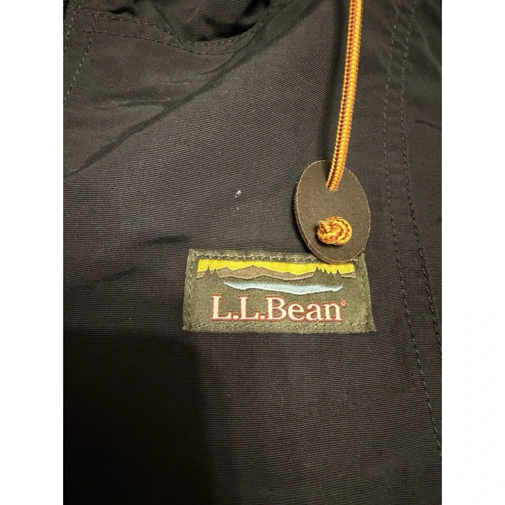Vintage LL Bean Women’s Petite XL Black Anorak Jacket Hooded Pullover Nylon Zip